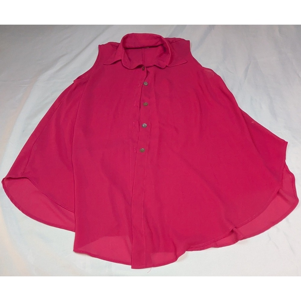 La Palapa Blouse Womens Small Pink Excellent Sleeveless Trapeze High Low Top